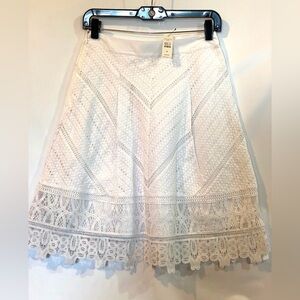 NWT Talbots Elegant White Eyelet A-Line Skirt